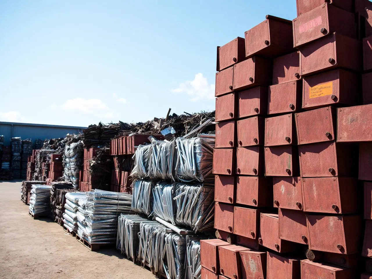 Baled scrap metal ready for recycling